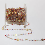 Multi Color Zircon natural gemstone faceted rondelle bead rosary coin chain women jewelry making necklaces, earrings, anklets, and bracelets.