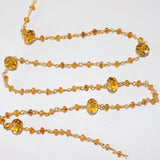 Citrine gemstone faceted rondelle bead 3-4mm rosary coin chain 24k gold plated over silver, women jewelry making necklaces, earrings, anklets, and bracelets.