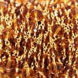 Dark Citrine gemstone faceted rondelle bead 3-4mm rosary coin chain women jewelry making necklaces, earrings, anklets, and bracelets.