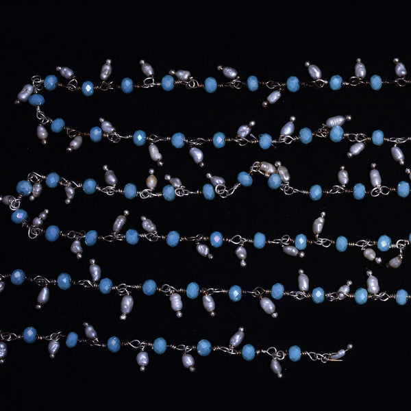 amazonite quartz gemstone bead chain silver, women jewelry making necklaces, earrings, and bracelets bead chain.