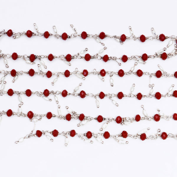 red coral quartz gemstone bead chain silver, women jewelry making necklaces, earrings, and bracelets bead chain.