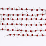 red coral quartz gemstone bead chain silver, women jewelry making necklaces, earrings, and bracelets bead chain.