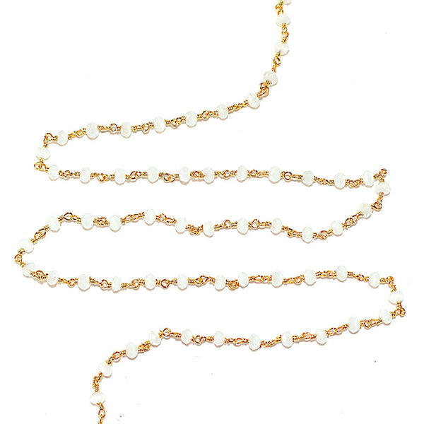 Blue Peruvian Chalcedony quartz gemstone bead chain 24k gold plated over silver, women jewelry making necklaces, earrings, and bracelets bead chain.