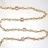 Rose Quartz gemstone faceted rondelle bead 3-4mm rosary chain 24k gold plated over silver, women jewelry making necklaces, earrings, anklets, and bracelets.
