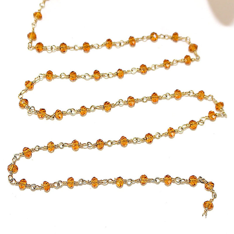 dark citrine quartz gemstone bead chain 24k gold plated over silver, women jewelry making necklaces, earrings, and bracelets bead chain.