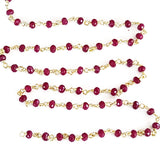 red coral quartz gemstone bead chain 24k gold plated over silver, women jewelry making necklaces, earrings, and bracelets bead chain.