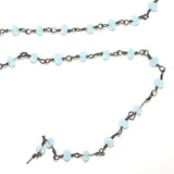 blue peruvian chalcedony quartz gemstone bead chain 24k gold plated over silver, women jewelry making necklaces, earrings, and bracelets bead chain.