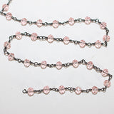 rose quartz gemstone bead chain 24k gold plated over silver, women jewelry making necklaces, earrings, and bracelets bead chain.