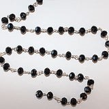 black spinel quartz gemstone bead chain silver, women jewelry making necklaces, earrings, and bracelets bead chain.