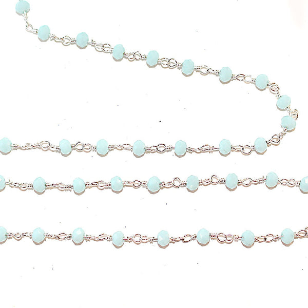 amazonite quartz gemstone bead chain silver, women jewelry making necklaces, earrings, and bracelets bead chain.