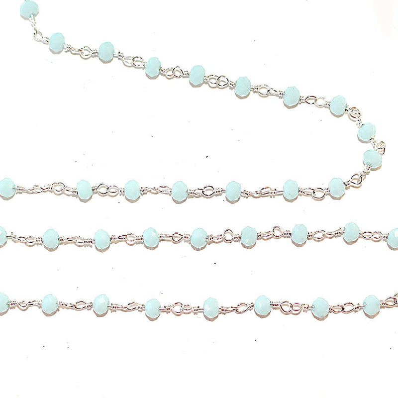 amazonite quartz gemstone bead chain silver, women jewelry making necklaces, earrings, and bracelets bead chain.