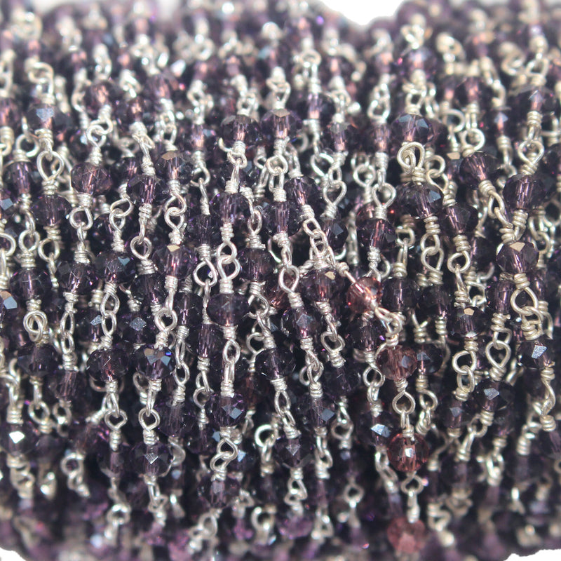 amethyst quartz gemstone bead chain silver, women jewelry making necklaces, earrings, and bracelets bead chain.