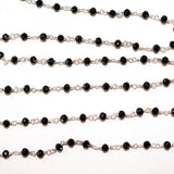 black spinel quartz gemstone bead chain silver, women jewelry making necklaces, earrings, and bracelets bead chain.