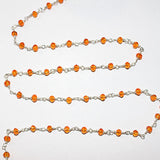 carnelian quartz gemstone bead chain silver, women jewelry making necklaces, earrings, and bracelets bead chain.