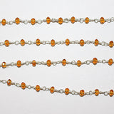 dark citrine quartz gemstone bead chain silver, women jewelry making necklaces, earrings, and bracelets bead chain.