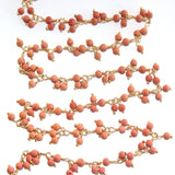 coral peach quartz gemstone bead chain silver, women jewelry making necklaces, earrings, and bracelets bead chain.
