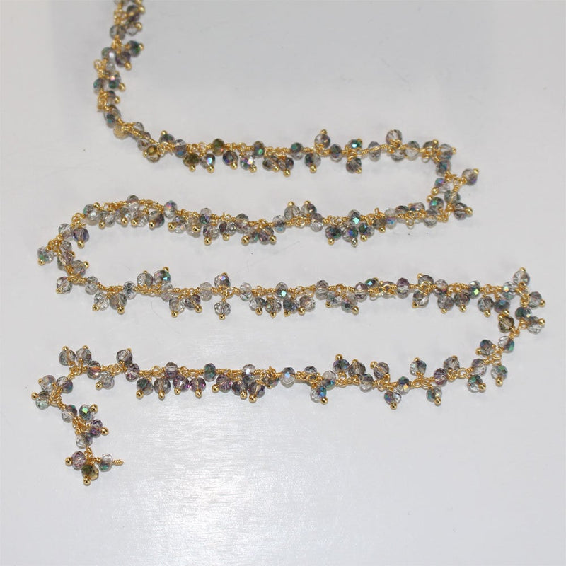 mystic light quartz gemstone bead chain silver, women jewelry making necklaces, earrings, and bracelets bead chain.