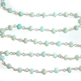 Amazonite natural semi-precious gemstone beads 4-5mm rosary chain for a necklace, earrings, anklet, and bracelet making.