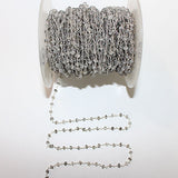 Black Rutile or Rutilated Quartz natural semi-precious gemstone beads 3mm silver plated rosary chain for a necklace, earrings, anklet, and bracelet making.