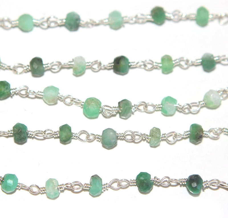 Chrysoprase natural semi-precious gemstone beads 3mm rosary chain for a necklace, earrings, anklet, and bracelet making.