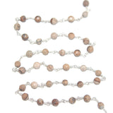 Picture Jasper natural semi-precious gemstone beads 4mm silver plated rosary chain for a necklace, earrings, anklet, and bracelet making.