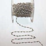 Pyrite coated natural semi-precious gemstone beads 3mm silver plated rosary chain for a necklace, earrings, anklet, and bracelet making.