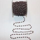 Rhodolite Garnet natural semi-precious gemstone beads 3mm rosary chain for a necklace, earrings, anklet, and bracelet making.