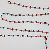 Ruby Jade natural semi-precious gemstone beads 3mm silver plated rosary chain for a necklace, earrings, anklet, and bracelet making.