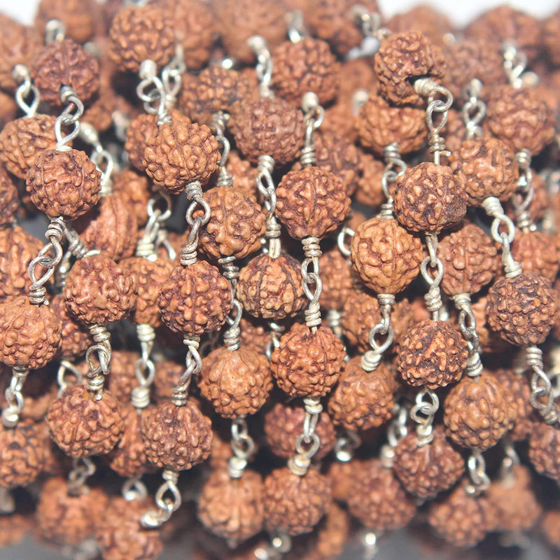 rudraksh quartz gemstone bead chain silver, women jewelry making necklaces, earrings, and bracelets bead chain.