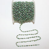 Chrysoprase natural semi-precious gemstone beads 3-4mm antique black oxidized rosary chain for a necklace, earrings, anklet, and bracelet making.