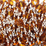 Citrine gemstone faceted rondelle bead 3-4mm rosary coin chain women jewelry making necklaces, earrings, anklets, and bracelets.
