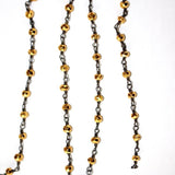 Pyrite natural semi-precious gemstone beads 3-4mm antique black oxidized rosary chain for a necklace, earrings, anklet, and bracelet making.