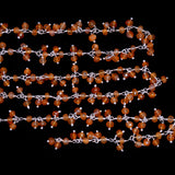 carnelian natural semi-precious gemstone beads silver rosary chain for a necklace, earrings, anklet, and bracelet making.