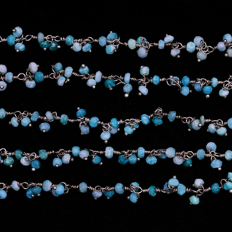 chrysoprase natural semi-precious gemstone beads silver rosary chain for a necklace, earrings, anklet, and bracelet making.
