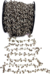 dark smoky natural semi-precious gemstone beads silver rosary chain for a necklace, earrings, anklet, and bracelet making.
