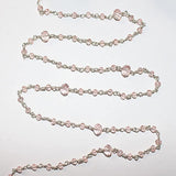 Rose Quartz gemstone faceted rondelle bead 3-4mm rosary chain silver, women jewelry making necklaces, earrings, anklets, and bracelets.