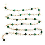 Emerald and freshwater pearl natural gemstone faceted rondelle bead rosary coin chain 24k gold plated over silver, women jewelry making necklaces, earrings, anklets, and bracelets.