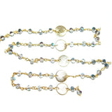 Mystic Quartz gemstone faceted rondelle bead rosary coin chain women jewelry making necklaces, earrings, anklets, and bracelets.
