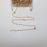 Mystic Fire Opal gemstone faceted rondelle bead rosary coin chain 24k gold plated over silver, women jewelry making necklaces, earrings, anklets, and bracelets.
