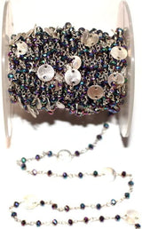 Peacock Pyrite gemstone faceted rondelle bead rosary coin silver, chain women jewelry making necklaces, earrings, anklets, and bracelets.