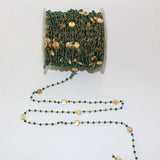 Emerald Jade natural gemstone faceted rondelle bead rosary coin chain women jewelry making necklaces, earrings, anklets, and bracelets.