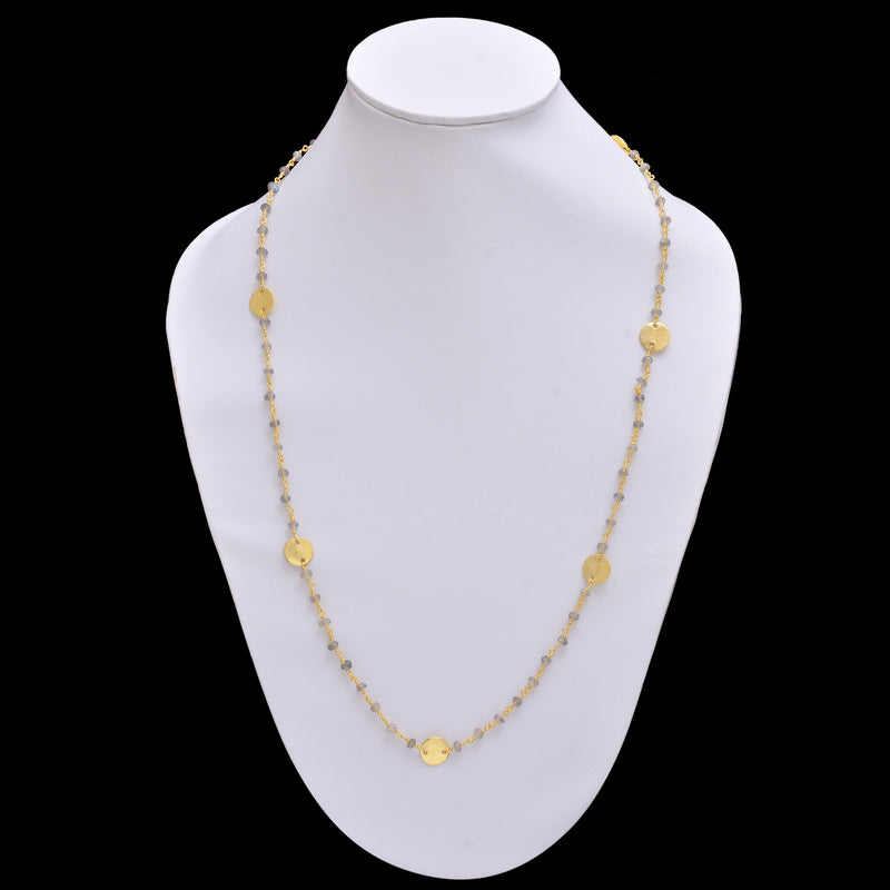 iolite natural gemstone faceted rondelle bead rosary coin chain 24k gold plated over silver, women jewelry making necklaces, earrings, anklets, and bracelets.