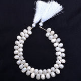 Pear Mystic White Sillimanite Beads - DIY Beading Supplies
