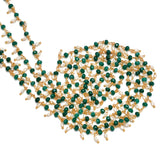 emerald jade natural semi-precious gemstone beads 24k gold plated over silver rosary chain for a necklace, earrings, anklet, and bracelet making.