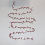 fuschia pink chalcedony natural semi-precious gemstone beads silver rosary chain for a necklace, earrings, anklet, and bracelet making.