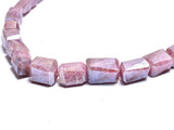 Pink Moonstone Faceted Tumble 4 inch Bead Strand 6X8-8X10mm & 49 Cts Natural Semi Precious Gemstone Birthstone Women Jewelry Making Crafts