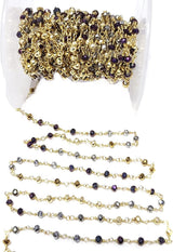Multi Color Pyrite gemstone faceted rondelle bead 3mm rosary chain women jewelry making necklaces, earrings, anklets, and bracelets.
