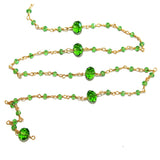 Peridot gemstone faceted rondelle bead 3-4mm rosary coin chain 24k gold plated over silver, women jewelry making necklaces, earrings, anklets, and bracelets.