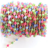Pink Blue Green Jade gemstone faceted rondelle bead 4mm rosary chain women jewelry making necklaces, earrings, anklets, and bracelets.