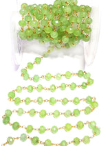 green chalcedony jade semi-precious gemstone beads black oxidized antique rosary chain for a necklace, earrings, anklet, and bracelet making.